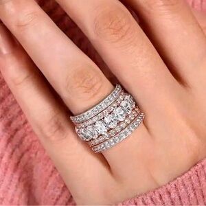 Elegant Wide Band Cubic Zirconia Ring